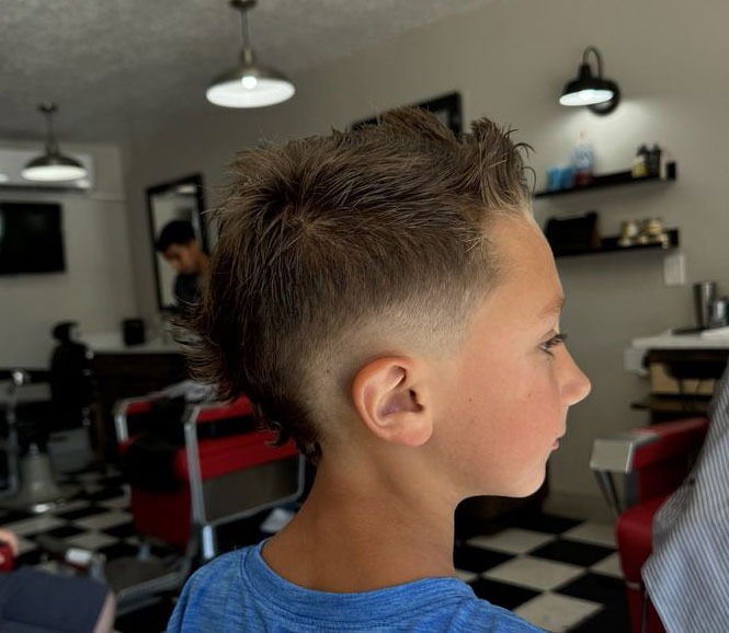 A boys haircut at Main Street Barber