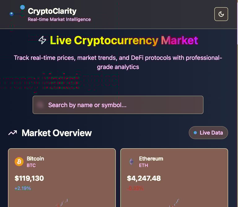 a screen shot of a crypto currency market