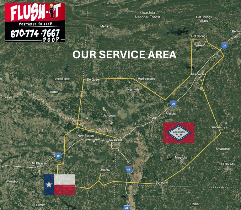 The map Portable toilets Texarkana