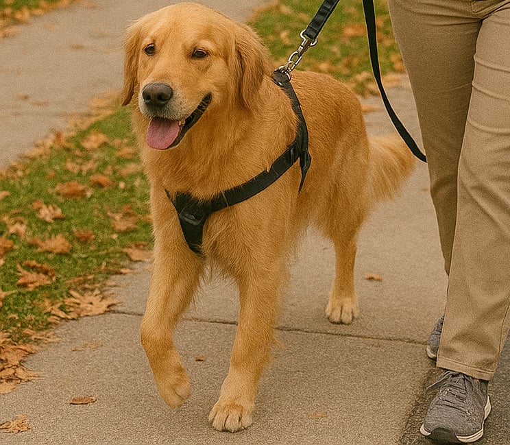Safe one-on-one dog walk in Burlington neighborhood