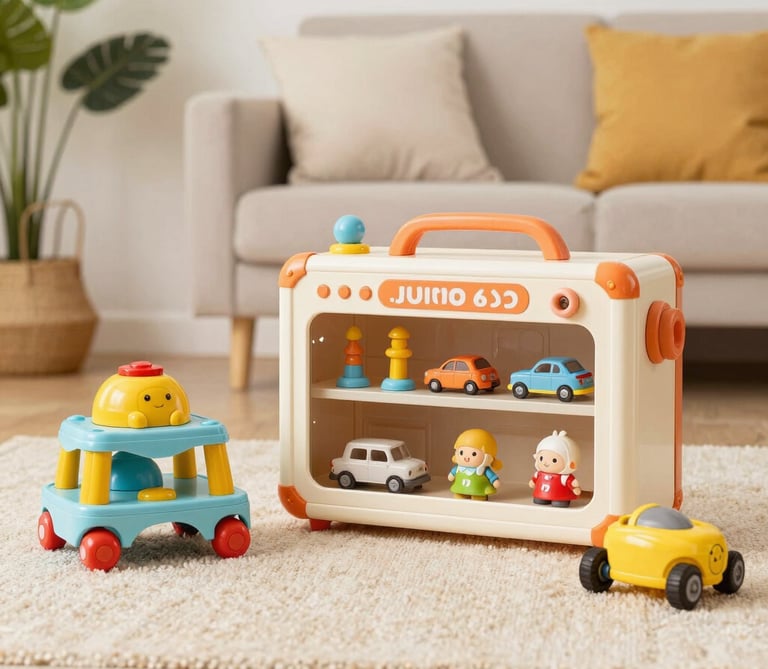 A bright puzzle with large pieces laid out on a wooden floor.