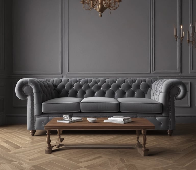 Elegant dining table set with black and white chairs under warm lighting.