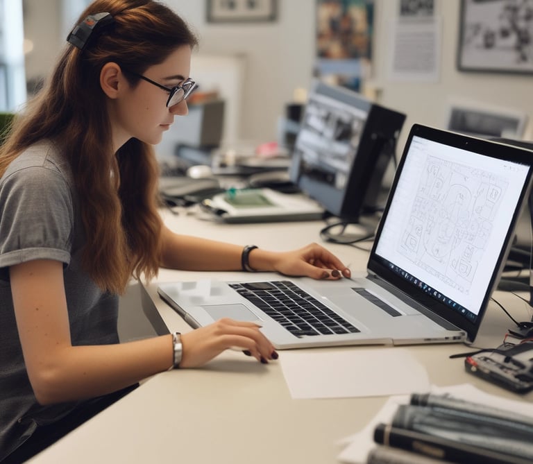 A happy customer wearing a custom tattoo-style t-shirt, smiling outdoors on a sunny day.