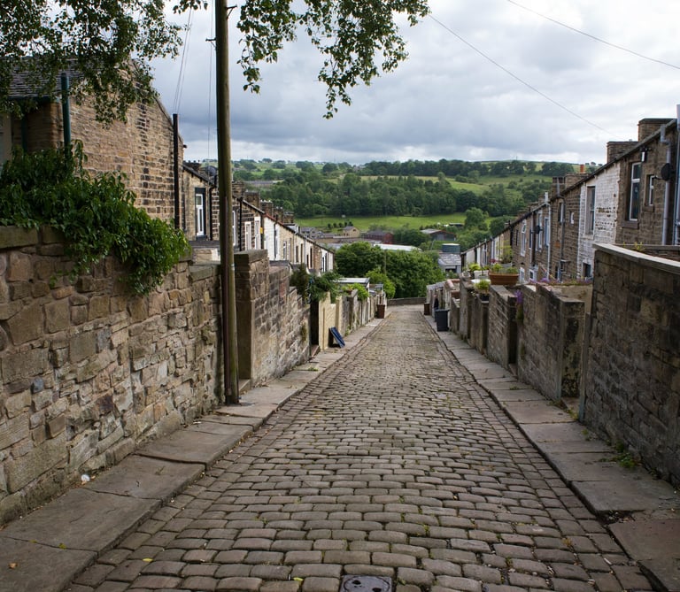 Cobbled back street in Colne, Lancashire