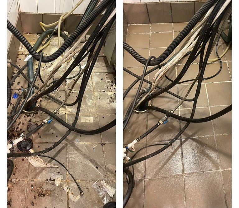 before and after picture of restaurant kitchen