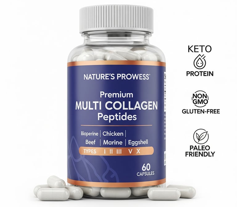 a bottle of multi - vitamin collagen capsules
