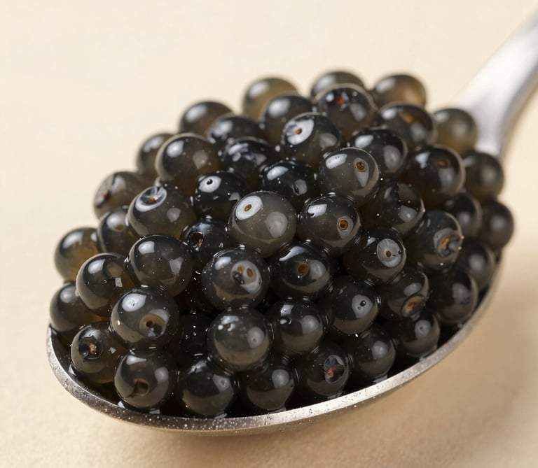 Spoonful of rich vanilla paste with visible seeds resting on a white ceramic dish.