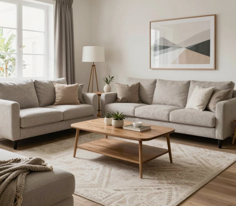A cozy bedroom scene showcasing elegant Malaysian and Chinese beds with clean lines.