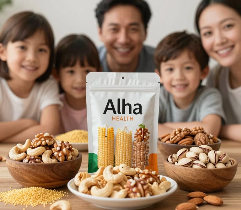 A warm cup of health mix porridge topped with fresh fruits and honey.