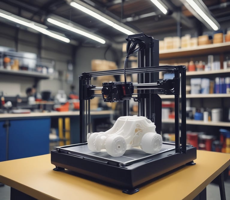 Laser cutting machine etching precise designs onto a carbon fiber sheet under bright workshop lights.