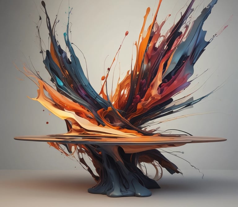 A collection of artistic prints, each depicting scenes of traditional village life, featuring desert landscapes, buildings, and people. They are arranged in an overlapping manner on display, with different color schemes and intricate designs visible.