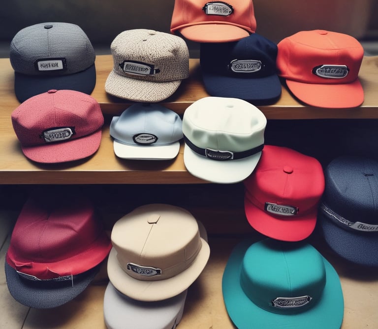 A close-up of fashion accessories including a black belt with a silver Medusa logo buckle, a rose gold analog watch with a black strap, and a folded red tie on top of blue and white clothing material.