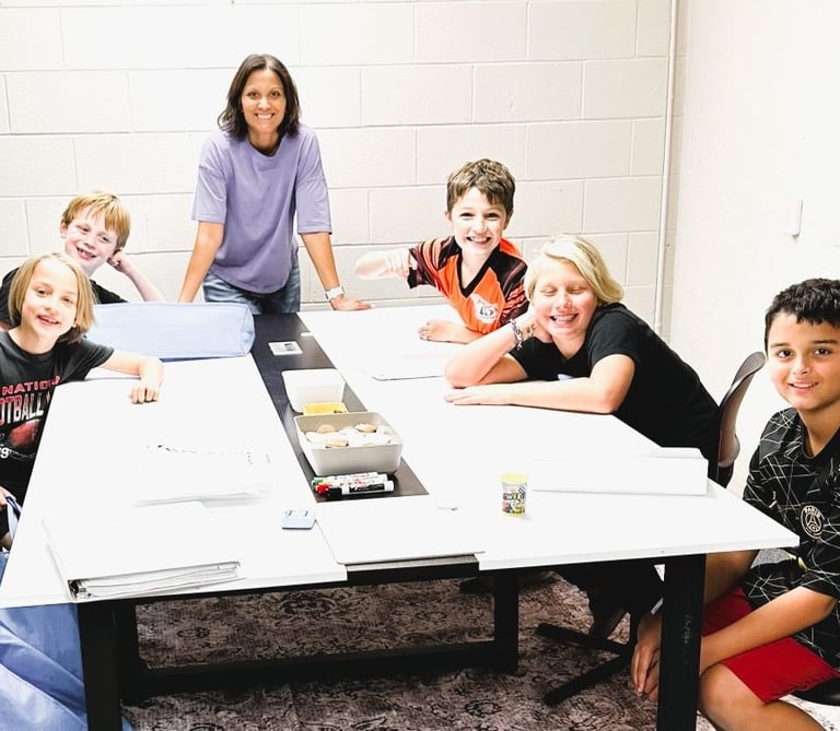 Founder leading math class.