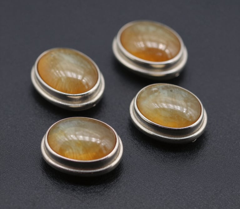 A sleek black velvet display showcasing a pair of custom gold earrings shaped like tiny orreries.