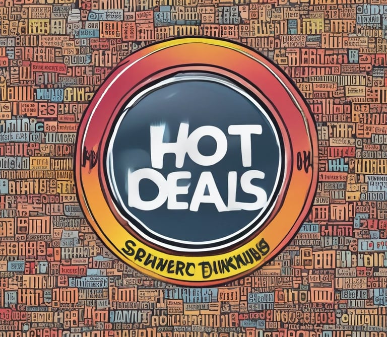 A colorful advertisement featuring bold text in Italian promoting free services. Large text reads 'SERVIZI GRATIS! AFFILIATI ADESSO' with phrases contained in vibrant geometric shapes and bubbles. The ad highlights an offer starting from 2023 and includes marketing elements like a website, advertising, and magazine.