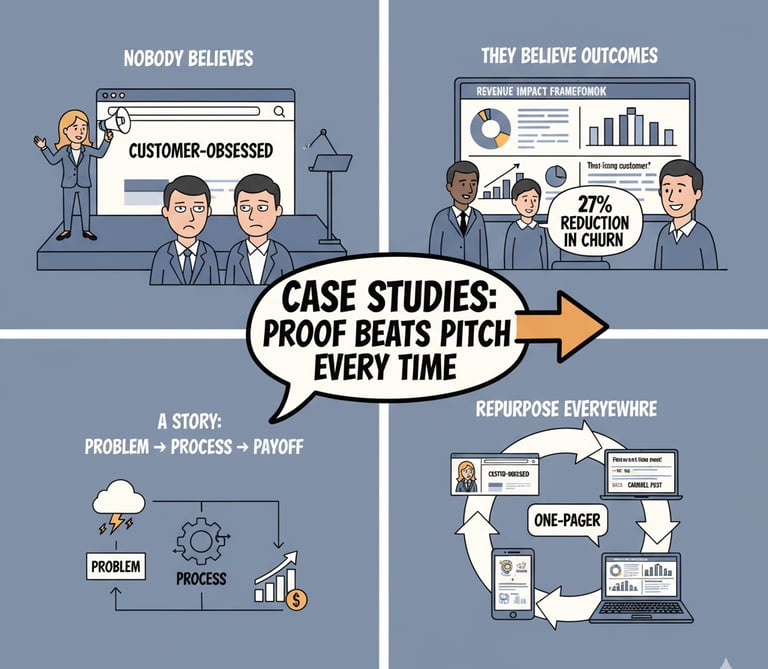 B2B case studies build trust with proof of outcomes, not just claims.