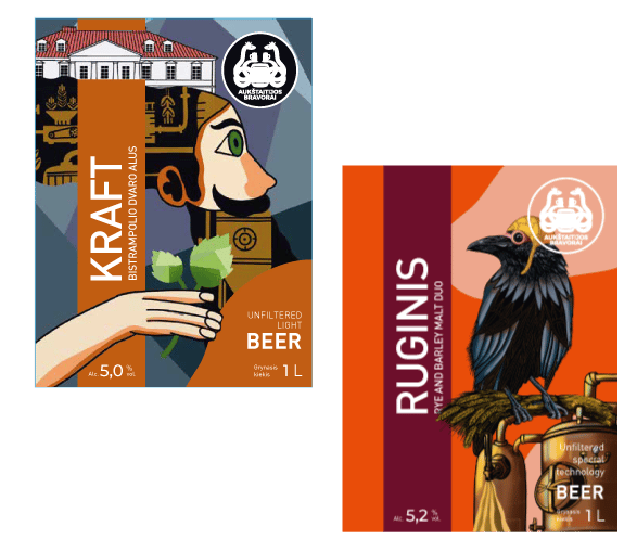 beer label examples, head, hoop, crow designs