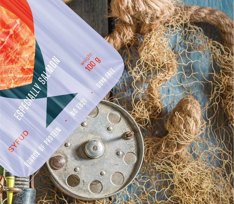 fish packaging picture, violet color