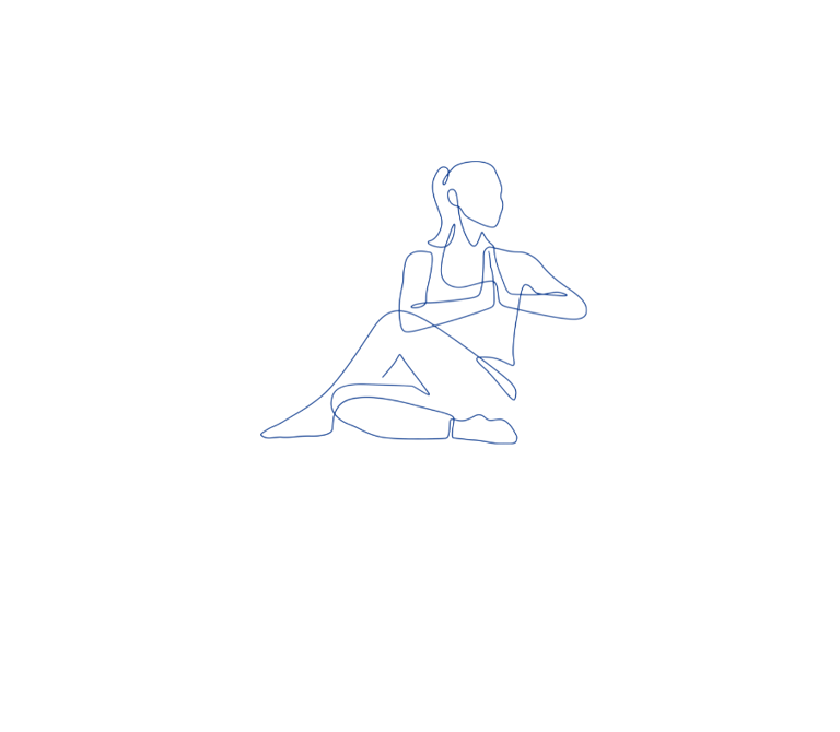 Line drawing of woman in gentle yoga pose symbolizing mindful movement