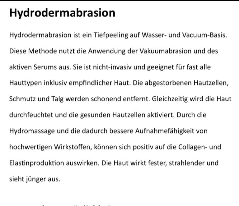 Informationstext zu Hydrodermabrasions-Kombinationsgerät mit vier Aufsätzen für Reinigung, Hautberuh
