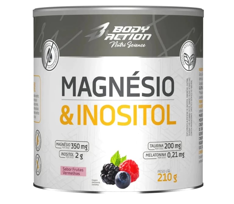 Magnésio Inositol 210g + Melatonina Body Action