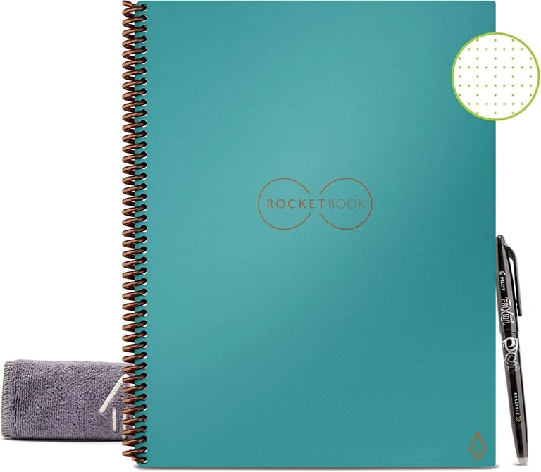 Rocketbook Core Cuaderno Inteligente - Reutilizable Digital Libreta A4 Bloc, Notas Verde azulado