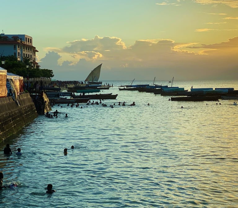 sunset water scene Zanzibar