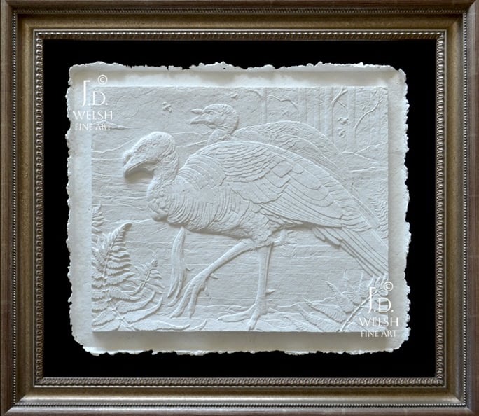 Toms' Evening Stroll - Carolina Wild Turkey Sculpture - Cast Cotton -Jeremiah D Welsh