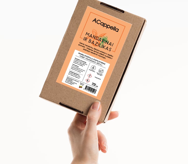 hand holding craft box with colored label