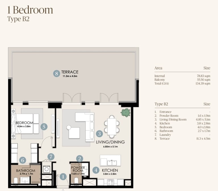 nawayef park views 1 bedroom plan type
