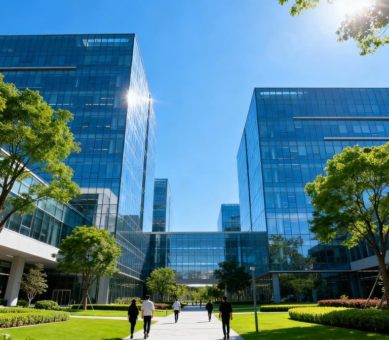 a realistic image of an IT Hub/industrial area