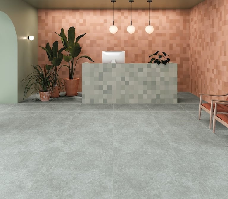 Grey floor office tiles