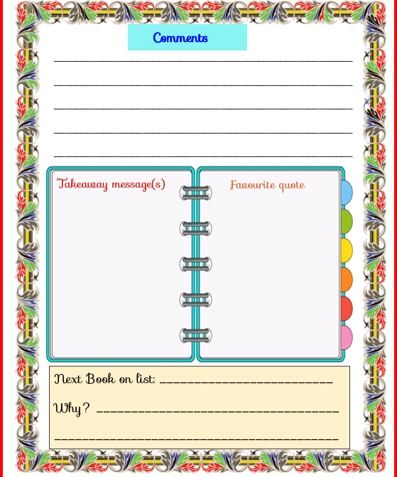 Reading Log Journal Page