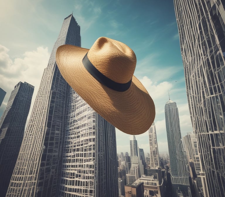 a man riding a skateboard down a street next to tall buildings
