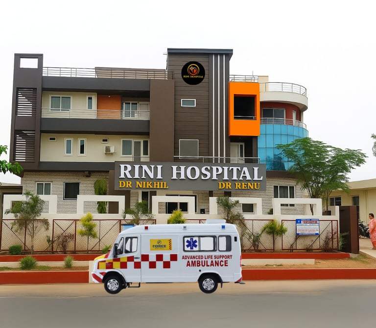 Rini Hospital Dholpur -a van parked in front of a hospital