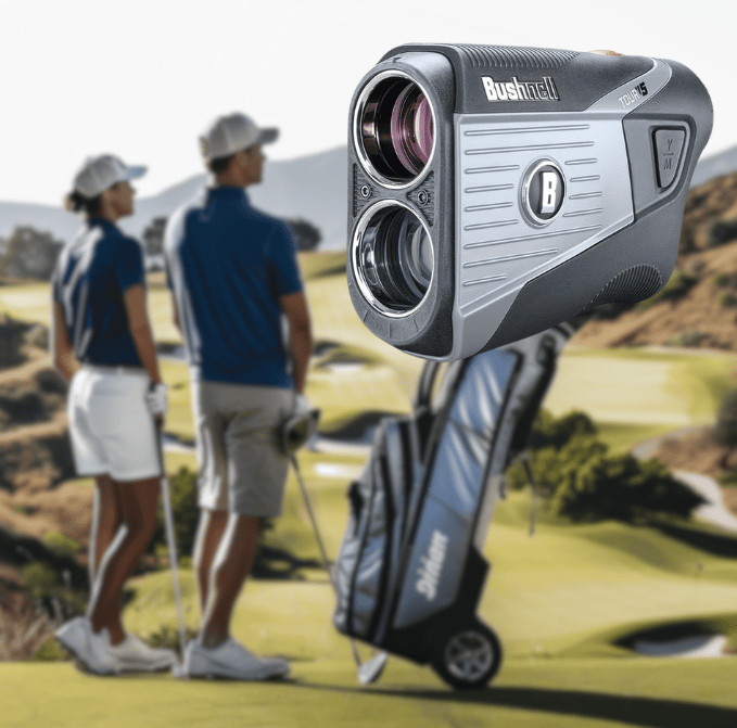 a man and woman golfing on a golf course