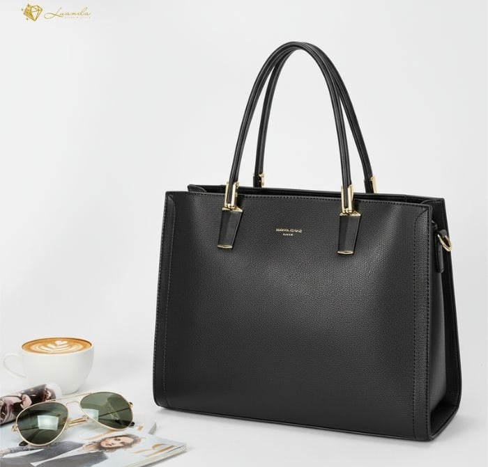 Sac à main noir David Jones Paris en cuir synthétique, élégant, pratique et livré en 24h à Genève.