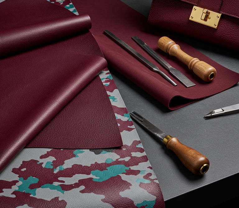 leather craftsman tools and fabric