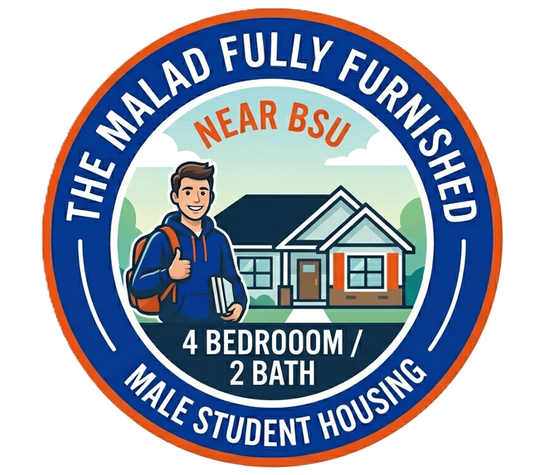 Logo for The Malad House: fully furnished 4-bedroom, 2-bath male student housing near the Boise State BSU campus.