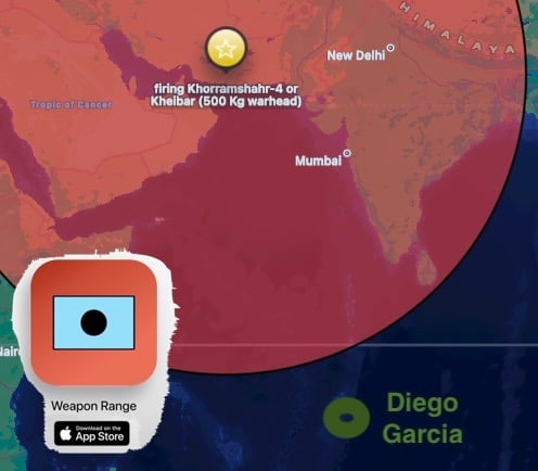kormashar range and Diego Garcia