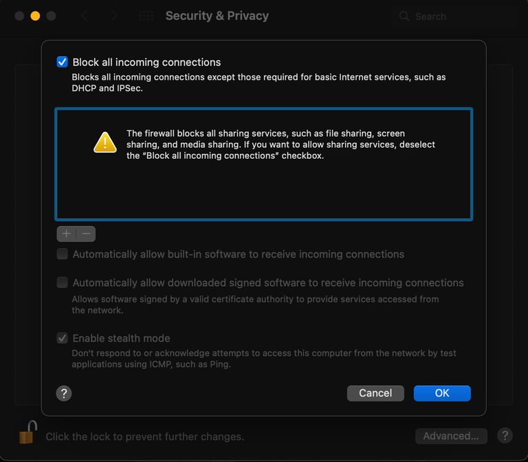 example macOS firewall settings options panel