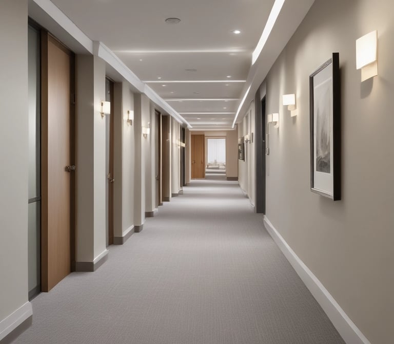 bl „Umweltfreundliche Teppichreinigung in Bremerhaven“ue and red carpet on hallway