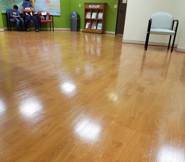 pediatric office floor shining after being deep cleaned