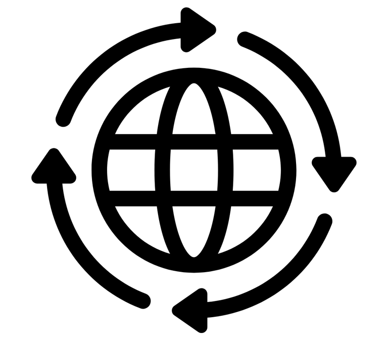 Globe with arrows spinning around, symbolizing uncontrollable natural cycles.