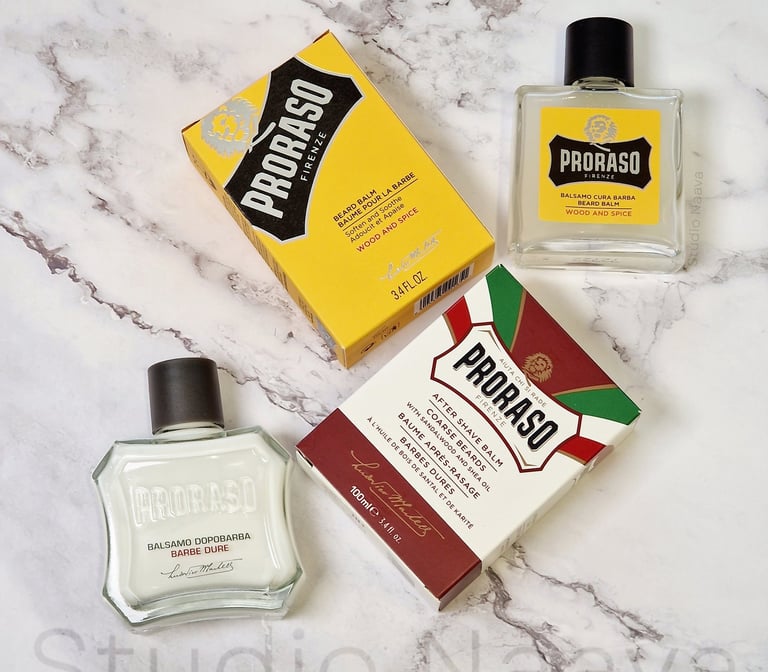 Proraso partabalsami saldal wood studio naava parturi raisiossa miehille.
