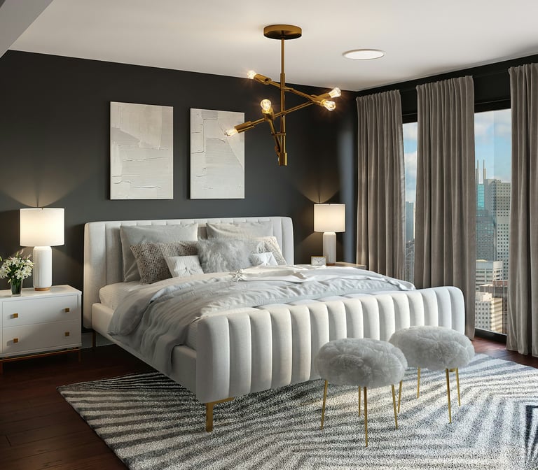 Dormitorio de lujo moderno con aroma inspirado en Hotel Four season