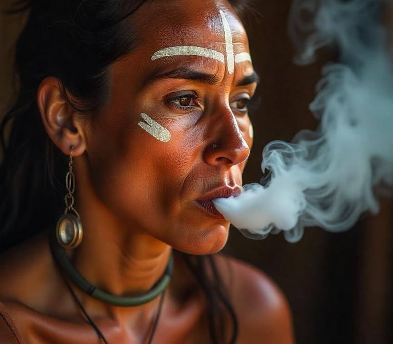 Ritual de Tabaco, mujer fumando.