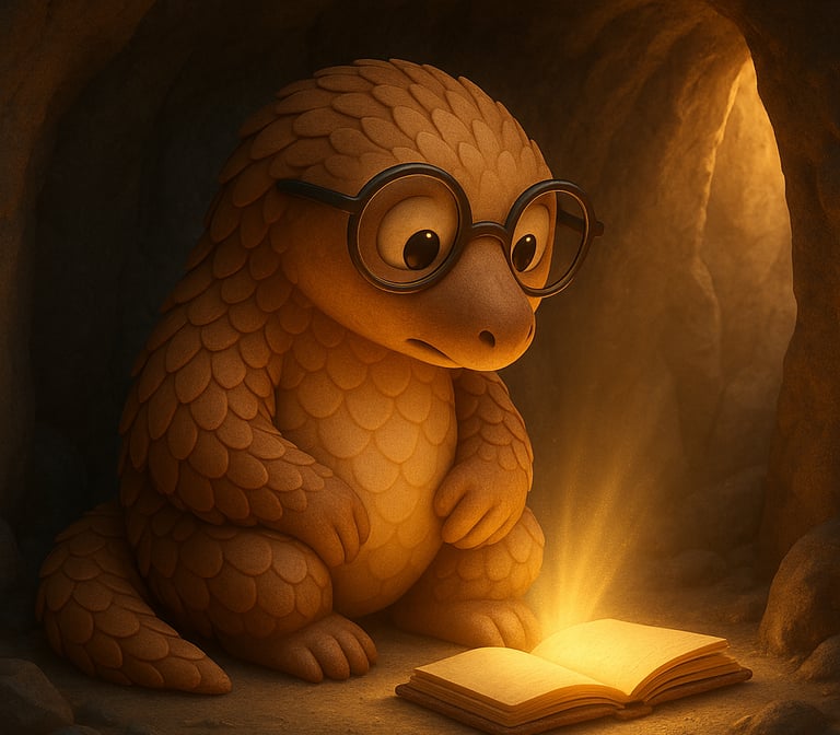 pangolin trouve un carnet dans la grotte