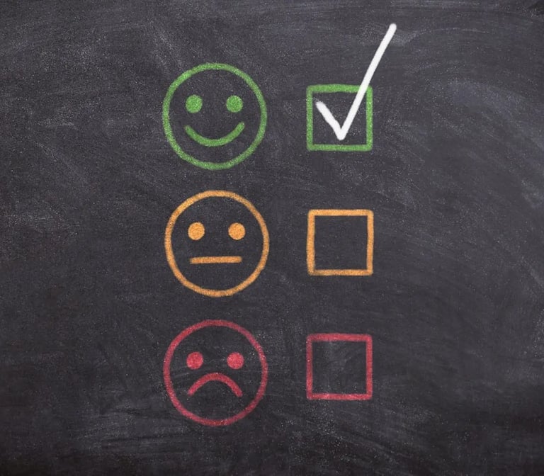 Icônes smileys avec le visage heureux coché.