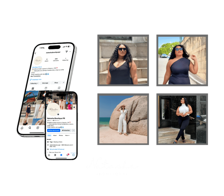 a woman in a black dress and a cell phone